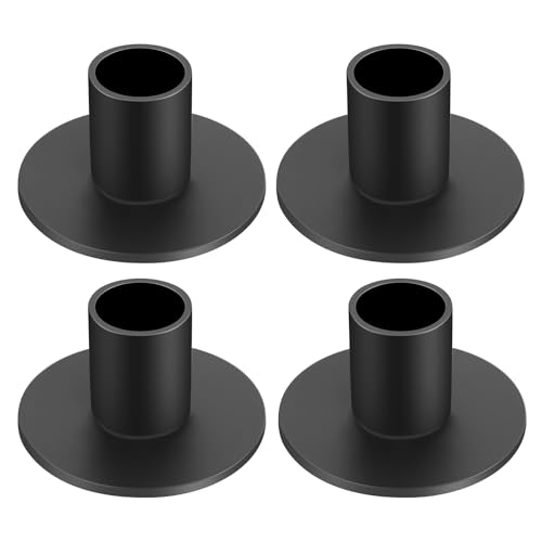 4 Pcs Matte Black Taper Candle Holders, Modern Iron Pillar Candles Candlestick Holders, Retro Mini Candle Stick Holder Farmhouse Decor for Dining Table, Party, Wedding, Home Decor