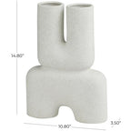 Deco 79 Ceramic Abstract Dual Opening U-Shaped Vase with Glossy Speckled Texture, 11" x 4" x 15", White - color: White