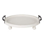 Kate and Laurel Bruillet Farmhouse Round Tray, 15 inch Diameter, Rustic White, Wood Tray for Coffee Table - color: White