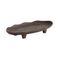 Kate and Laurel Alessia Modern Decorative Scalloped Oval Footed Metal Tray; 14 x 8; Bronze; Transitional Food-Safe Cast Aluminum Pedestal Tray with Rough Texture and Deckled Edge - color: Bronze