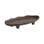 Kate and Laurel Alessia Modern Decorative Scalloped Oval Footed Metal Tray; 14 x 8; Bronze; Transitional Food-Safe Cast Aluminum Pedestal Tray with Rough Texture and Deckled Edge - color: Bronze