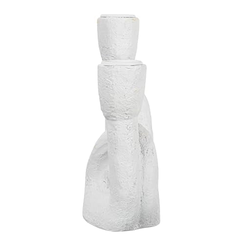 Modern Sculptural Double Taper Candle Holder, White - color: White