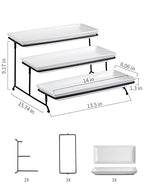 Gomakren 3 Tier Serving Trays Stand 14 Inches Serving Platters Rectangular Large Serving Plates for Party Display Set Collapsible Sturdier Rack, White Serving Trays and Platters - color: Black, size: 15.7" x 13.5" x 9.2"