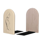 Single Line Minimalist Female Bookends for Shelves 2 Pcs Wooden Book Stopper Organizer for Home Office Libraries