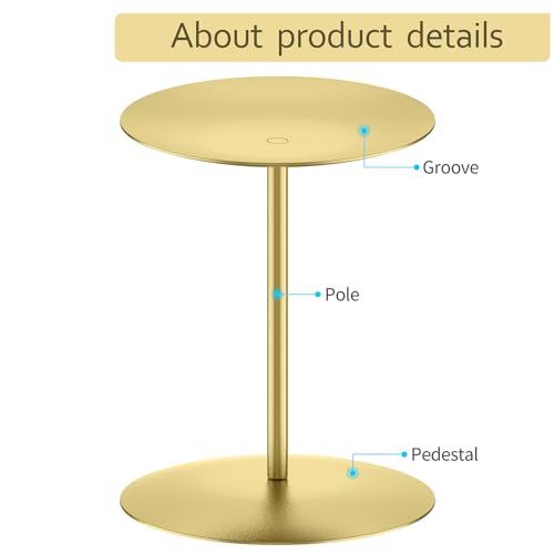 smtyle Gold Candle Holder for Pillar Candles Set of 5 Plate Centerpiece for Table or Floor with Iron - color: Gold