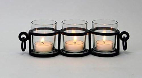 Hosley 9-Inch Tea Light Candle Holder - Elegant Coffee Table Accent, Modern Home Decor Piece for Room Decor - Ideal for Living Room and Office Spaces, Idea - color: Black, size: 1 count