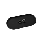 Black Silicone Vanity Tray, 8.66x3.94 Inch Oval Food-Grade Counter Organizer, Dishwasher Safe Scratch-Proof Storage Tray for Jewelry Makeup Bathroom Desk - color: Black