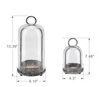 6" & 4" Wide Versatile Modern Metal Hurricane Lantern with Handmade Sturdy Glass Dome in Shabby Black for Pillar Candle & Plants, Industrial, Farmhouse, Shabby Chic (Black Shabby, 4"x7.5" &6.3"x11.2") - color: Black Shabby, size: 4"x7.5" & 6.3"x11.2"
