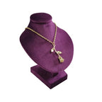 Mini Pendant Display Bust Velvet Jewelry Bust Stand Pendant Holder Velvet Mannequin Necklace Stand Wooden Portrait Model 12cm (Purple) - color: Purple