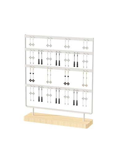 Julysky Earring Holder Organizer, Earring Stand, 4 Layers, White - color: White, size: 4 Layers