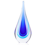 DOVDOV Blown Glass Sculpture, Blue Glass Art Collectible Statue, Unique Teardrop Ornament, Suitable for Office, Bookshelf, Dressing Table, Living Room Coffee Table, or Mantelpiece Display. - color: B