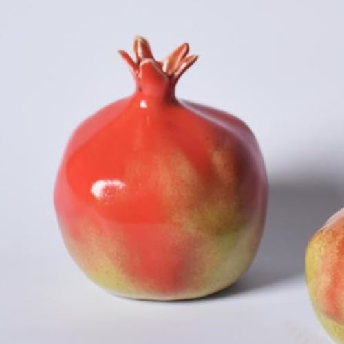 VOSAREA Vase Decor Filler Glazed Ceramic Pomegranates Bud Vase, Pomegranate Home Decor Creative Flower Vase Fake Pomegranate Fruit Table Centerpiece Art Craft Ornament Housewarming a - color: As Shown