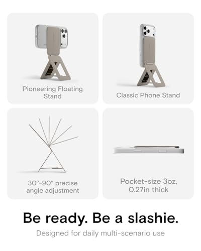 MOFT Phone Tripod Stand Selfie Stick for iPhone, Multi-Angles iPhone Stand, Lightweight & Portable Phone Holder, Strong Magnets, MOVAS Vegan Leather, Travel Essentials, Taupe (Without Card Slot) - color: Taupe x Without Card Slot, size: Wthout Card Slot -