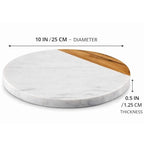 White Marble Board - Cheese Board | Acacia Wooden Serving Tray For Charcuterie, Cheese, Meats, Fruit, Crackers | Cutting Board, Serving Tray, Round Slab 10 Inches. - color: White, size: 10"L x 10"W