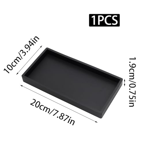 8 Inch Black Bathroom Tray for Counter Silicone Vanity Perfume Soap Dispenser Decorative Tray - color: Black