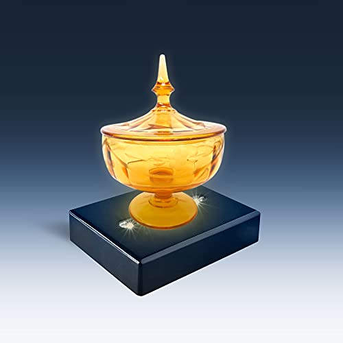 6 LED Light Pedestal - Rectangular Satin Matte Black Lacquer White Light Stand Base for 3D Art Glass, Room Decor and Gemstones and Crystals - AC/USB Adapter Powered (Black)