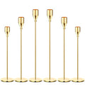 Gold Taper Candle Holders, Set of 6 Gold Candlestick Holders Taper Candle Holders fits 3/4" Thick Pillar Candle Led Modern Metal Candles, Elegant Stands Decorative Table Candle Holder - color: Lemon Gold