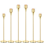 Gold Taper Candle Holders, Set of 6 Gold Candlestick Holders Taper Candle Holders fits 3/4" Thick Pillar Candle Led Modern Metal Candles, Elegant Stands Decorative Table Candle Holder - color: Lemon Gold