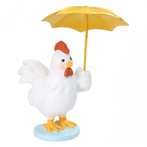 Funny Chicken Resin Statue - Cute Baby Chicken with Yellow Umbrella Statue for Fairy Garden Decor Spring Chick Figurine for Outdoor Planter Yard Patio Lawn Indoor Table Decor for Home Gifts - style: Chicken with Umbrella