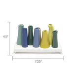 Chive - Pooley 2, Ceramic Flower Vase, 8-Tube Shape (Green) - color: Green