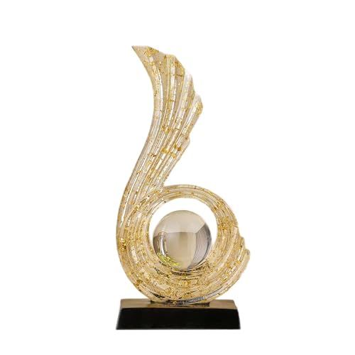 Modern Abstract Art Sculpture, Gold Entryway Table Accents, Resin Statue–Crafted Decor for Living Room, Office & Coffee Table Accents (Gold Foil) - color: Gold Foil