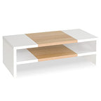 TEAMIX 2 Tiers Desktop Monitor Stand Riser 20 Inch Printer Stand with Storage Small TV Riser Laptop Wooden Desk Organizer Shelf Bookshelf Maple (White+Maple, 2 Tiers) - color: White+maple
