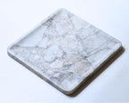 Natural Square Grey Marble Tray 10.6" – Luxurious Grey-White Marble Decorative Tray for Fruits, Food, Perfume, Jewelry, & Keys, Versatile Home Decor Tray for Bathroom, Vanity, Coffee Table & Entryway