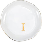 ProCase Ceramic Jewelry Tray, Initial Ring Dish Trinket Plate Engagement Gift, Small Personalized Monogram Ring Bowl for Wedding, White Decorative Jewelry Holder for Women Vanity -Letter I - style: I
