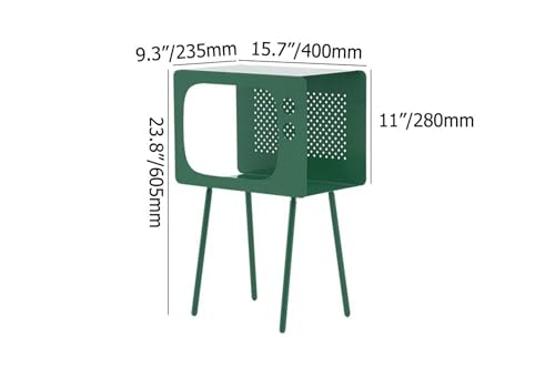 homary Modern End Table TV Shape Side Table, Metal Hollow Accent Table in Fresh Green, Narrow Sofa Table for Living Room Bedroom Apartment Decor (Green)