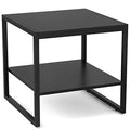 Homieasy End Table, 20 Inch Square End Table, Mini Fridge Stand with 2-Tier Storage Shelves, Industrial Wood Side Table Small Table Stand for Living Room, Bedroom, Office, Black - color: Black