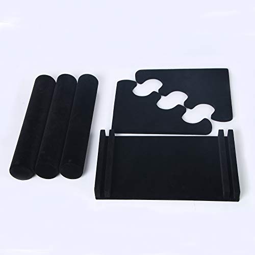 Coward 3 Tier Bracelet Organizer Display Holder, Beige Velvet Stand Rack for Hairband Watch Scrunchie Organizer (Black Velvet) - color: Black