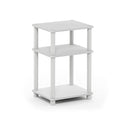 Furinno JUST Side Table, 3-Tier End Table, Open Shelves Night Stand, Bedside Table, Toolless Assembly, for Living Room, Bedroom, Bathroom, White(Espresso) | with Plastic Poles, 1-Pack - color: White/Espresso, size: 3-Tier, Round Pole, style: 1-Pack