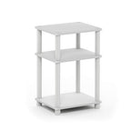 Furinno JUST Side Table, 3-Tier End Table, Open Shelves Night Stand, Bedside Table, Toolless Assembly, for Living Room, Bedroom, Bathroom, White(Espresso) | with Plastic Poles, 1-Pack - color: White/Espresso, size: 3-Tier, Round Pole, style: 1-Pack