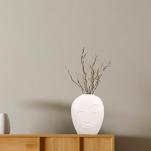 Young's Inc Ceramic Organic Modern Handmade Face Vase - color: Face Vase - White