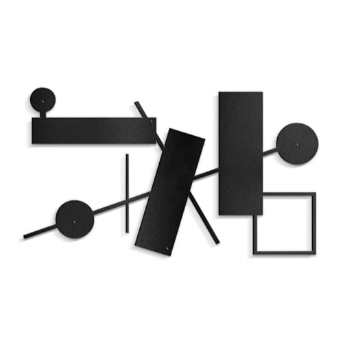 SIGNLEADER Metal Wall Decor Rectangles Abstract Picasso Minimalist Modern Luxury Wall Sculpture Hangings 3D Statue Home Decoration for Living Room, Bedroom, Bathroom, Kitchen, Fireplace, Office - 18" Black - color: Gry10-2405-m10, size: 18" Black