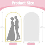 7.2FT Arch Backdrop Stand and Arch Cover Set, Gold Metal Arch Stand Backdrop with White Arch Stand Cover Ideal for Weddings, Birthday Parties, Baby Showers, Celebration Decorations - size: 7.2 FT