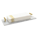 Napkin Holder - Guest Towel Holder for Bathroom - Marble Paper Towel Holder - Hand Towel Tray with Gold T-Handle(11.8x4.7x1.7 Inchs) - color: White