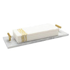 Napkin Holder - Guest Towel Holder for Bathroom - Marble Paper Towel Holder - Hand Towel Tray with Gold T-Handle(11.8x4.7x1.7 Inchs) - color: White