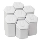 Mooca Ring Stand Holder Display Tower Jewelry Organizer, Ring Display Holder, Pedestals Display 7 Pcs Set Perfect for Showcase, White Faux Leather - color: White Faux Leather