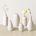 BEAHOT Ceramic Vases Set of 6, White Contemporary Decorative Flower Vases, Modern Design for Living Room - size: 6 set