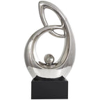 Deco 79 Ceramic Abstract Decorative Sculpture Looped Home Decor Statue with Black Block Base, Accent Figurine 14" x 7" x 25", Silver - size: 14" x 7" x 25"