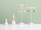 GemeShou Metal 2pcs Earring T Stand Silver Retail Display Holder for Show, White T Bar Jewelry for Online Store Photography 【Silver-Hexagon Base 2pcs Height 4.5" and 5.3"】 - color: C1/Silver Hexagon Base 2pcs Height 4.5" and 5.3"