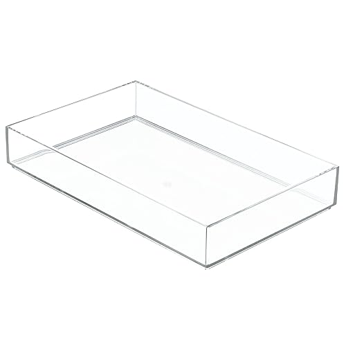 iDesign Clear Drawer Organizer, Plastic Tray for Makeup Storage on Bathroom Vanity, Dresser or Desk - size: XL