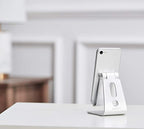 Amazon Basics Adjustable Aluminum Phone Stand for Cell Phones, iPhone and Android, Desktop Phone Holder with Adjustable Angle, Hands-Free Viewing, 3.15 x 2.87 x 3.74 inch, Silver