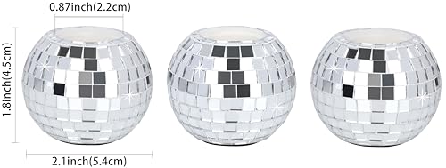 Vixdonos Round Mosaic Candlestick Holders Set of 3 Ceramic Candle Holder Bulk for Taper Candles,Silver - color: Mosaic-silver