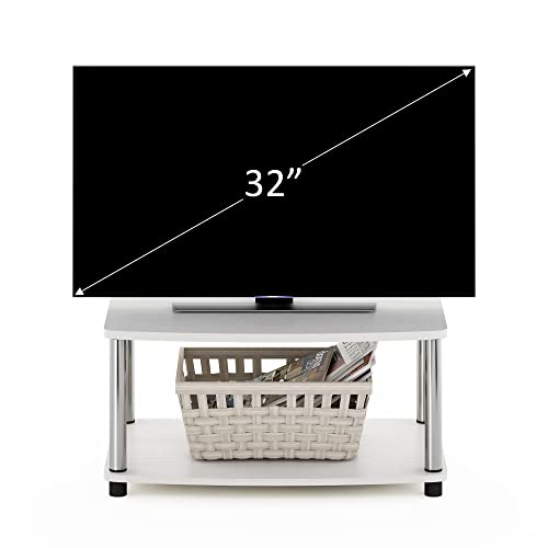 Furinno Turn-N-Tube No Tools 2-Tier Elevated TV Stand, Stainless Steel Tubes, White Oak/Chrome - color: White Oak/Chrome, size: 2-Tier