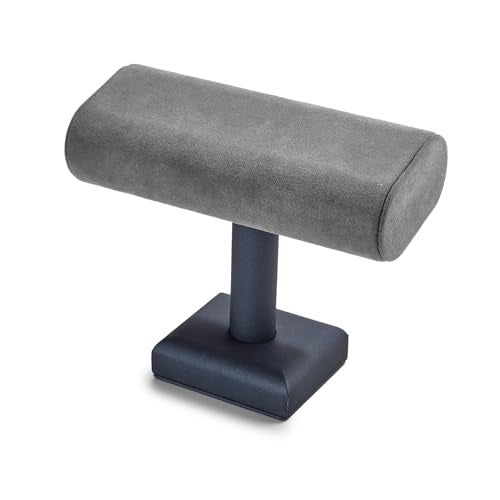 Oirlv Premium Leather Watch Stand for Men T-bar Watch Display Stand for Watches Bracelet Holder Jewelry Display Stand (Dark Grey) - color: Grey