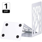 Book Ends for Shelves and Heavy Books - Metal White Bookends 1 Pair - Home Decorative Shelf Holder, Supports, and Stoppers - size: White-1 pair