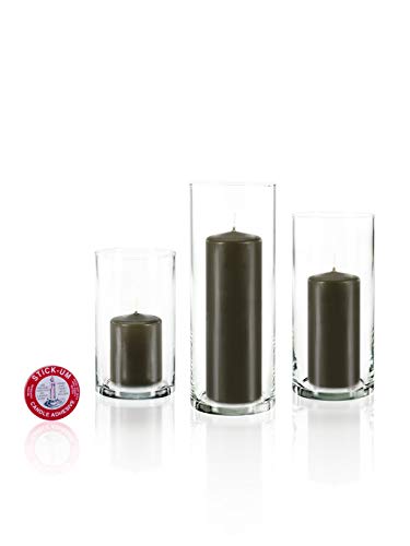 yummi Set of 12 Slim Pillars and Cylinder Vases - Olive - color: Olive