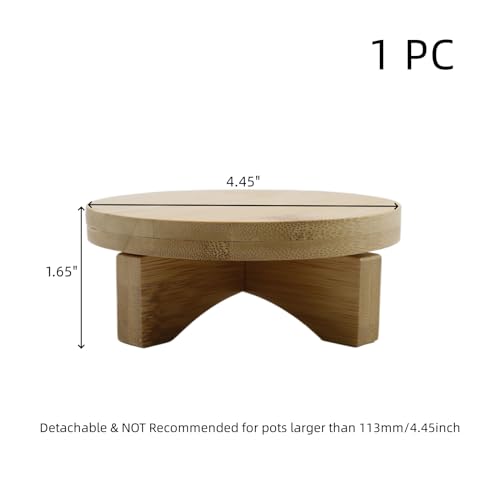 Oedema 4.45-inch Solid Wood Mini Plant Stand Short Flower Stand Round Plant Riser for Small Items, Flower Pot, Small Plant, Gift, Tabletop Decor, Office - size: 4.45inch/113mm
